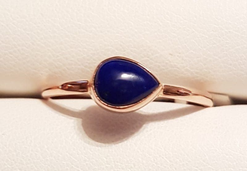 9ct Rose Gold Teardrop Shape Lapis Lazuli Ring - Stackable
