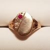 9ct Rose Gold Oval Gents Signet Ring with Ruby