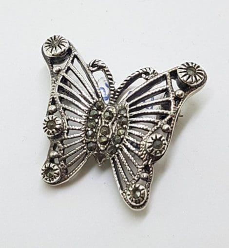 Sterling Silver Marcasite Butterfly Brooch