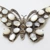 Sterling Silver Marcasite and Mother of Pearl Large Butterfly Brooch