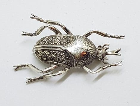 Sterling Silver Marcasite Large Scarab Brooch