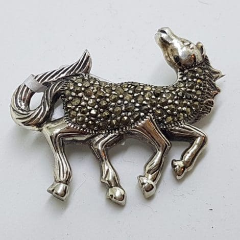 Sterling Silver Marcasite Horse Brooch