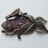 Sterling Silver Marcasite and Ruby Grasshopper / Cricket on Corn Cob Brooch