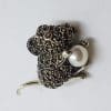 Sterling Silver Marcasite Mouse with Pearl Brooch