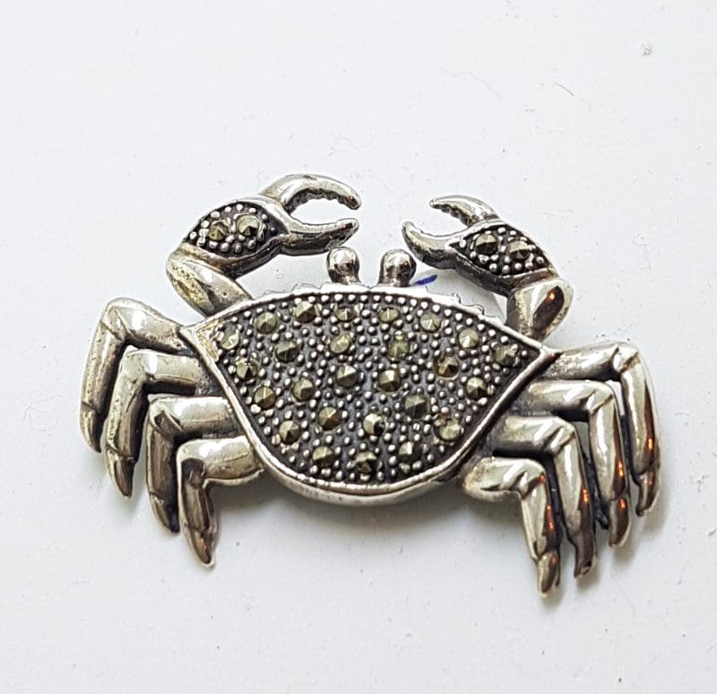Sterling Silver Marcasite Large Crab Brooch