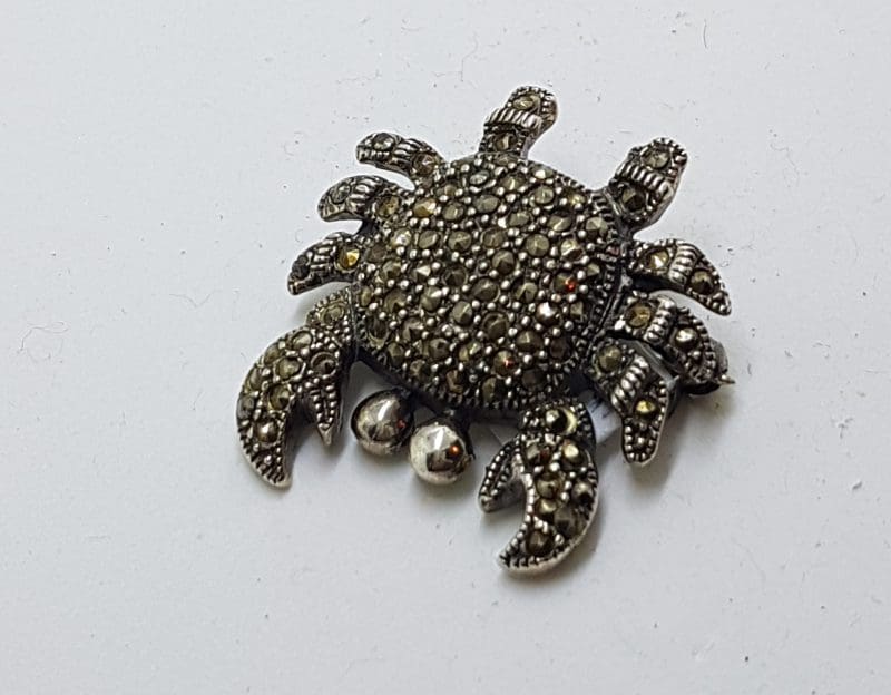 Sterling Silver Marcasite Crab Brooch