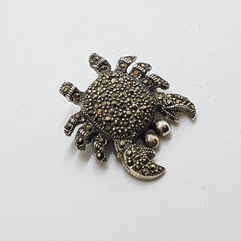 Sterling Silver Marcasite Crab Brooch