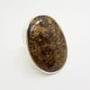 Sterling Silver Very Large Oval Bronzite Ring