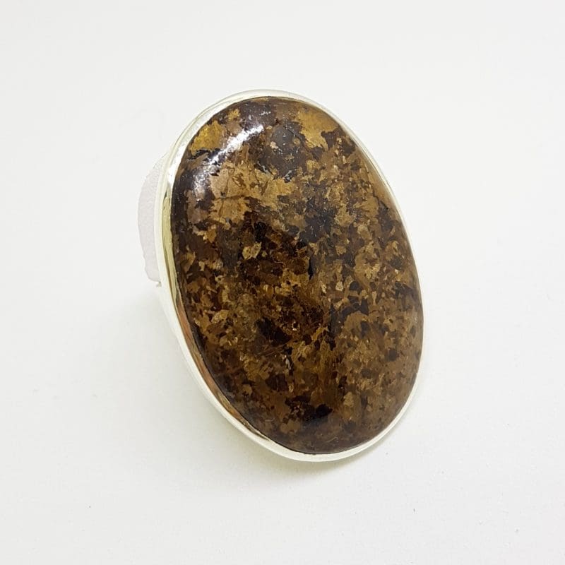 20200413_140655 Sterling Silver Very Large Oval Bronzite Ring