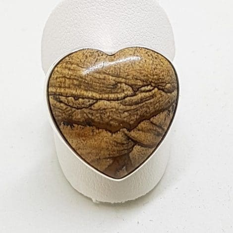 Sterling Silver Brown Stone Heart Ring