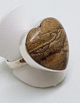 Sterling Silver Brown Stone Heart Ring