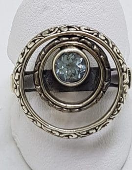 Sterling Silver Blue Topaz in Circles Ring