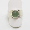 Sterling Silver Cabochon Aquamarine Wide Ring - Round