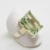 Sterling Silver Green Amethyst / Prasiolite Rectangular Claw Set Ring