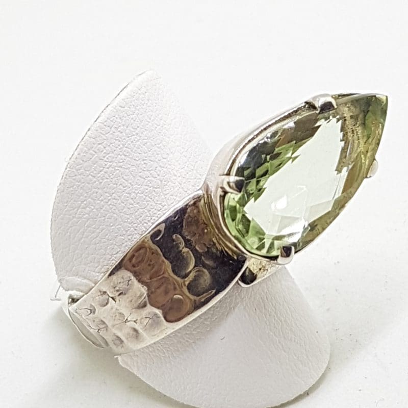 20200413_142043 Sterling Silver Green Amethyst / Prasiolite Unusual Teardrop Shape Ring