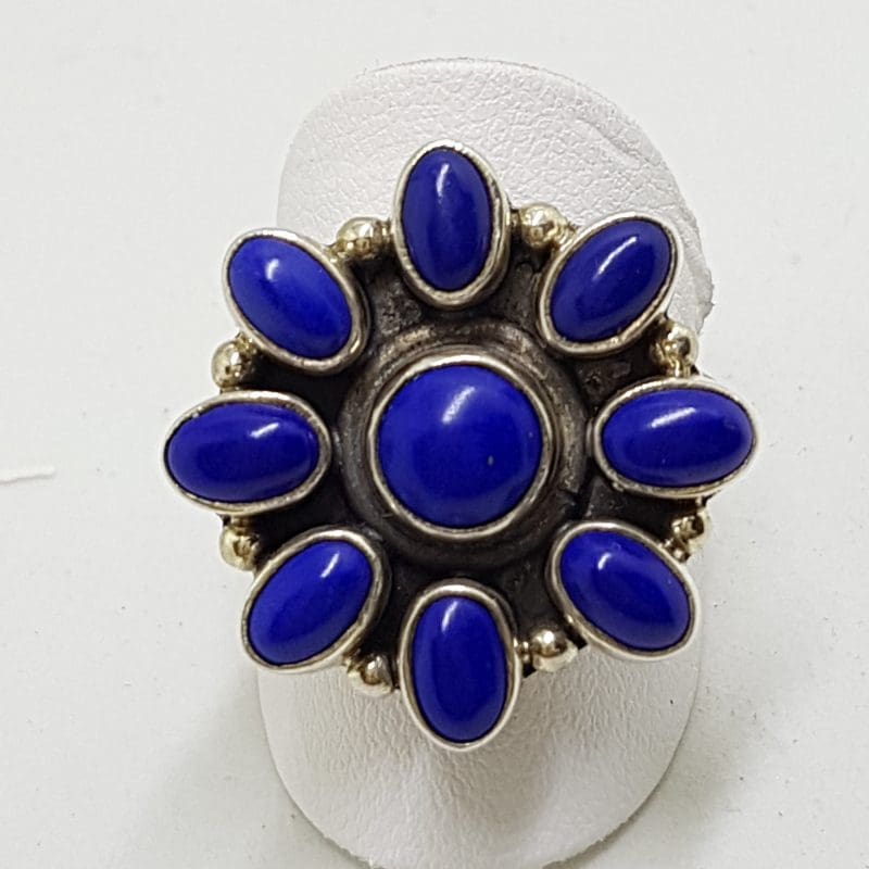20200413_142607 Sterling Silver Round Lapis Lazuli Large Cluster Ring