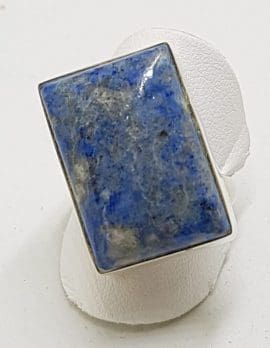 Sterling Silver Large Rectangular Lapis Lazuli Ring
