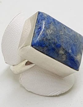 Sterling Silver Large Rectangular Lapis Lazuli Ring