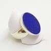 Sterling Silver Large Oval Flat Lapis Lazuli Ring