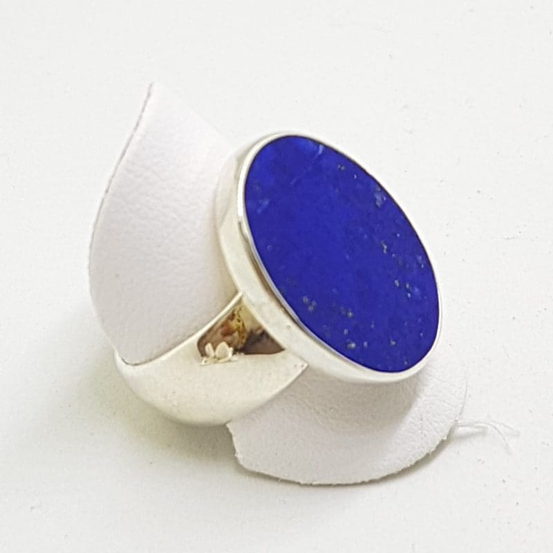 20200413_142926 Sterling Silver Large Oval Flat Lapis Lazuli Ring