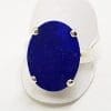 Sterling Silver Large Oval Flat Lapis Lazuli Claw Set Ring