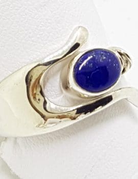 Sterling Silver Oval Lapis Lazuli in Wishbone Ring