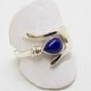 Sterling Silver Teardrop Lapis Lazuli in Wishbone Ring