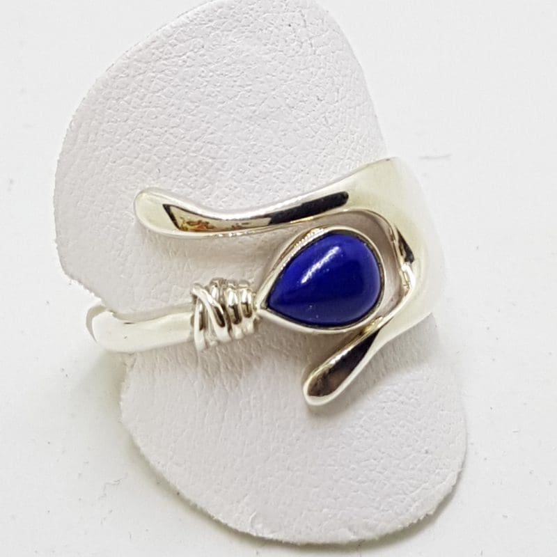 20200413_143952 Sterling Silver Teardrop Lapis Lazuli in Wishbone Ring
