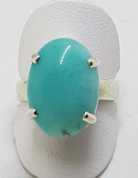 Sterling Silver Oval Amazonite Ring - Claw Set