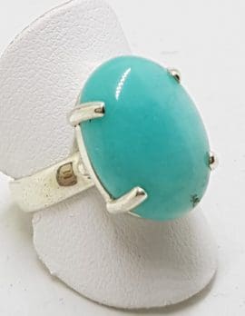 Sterling Silver Oval Amazonite Ring - Claw Set