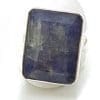 Sterling Silver Large Rectangular Sapphire Ring
