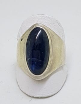 Sterling Silver Oval Wide Kyanite Ring