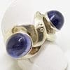 Sterling Silver Heavy Ring with 2 Cabochon Iolite