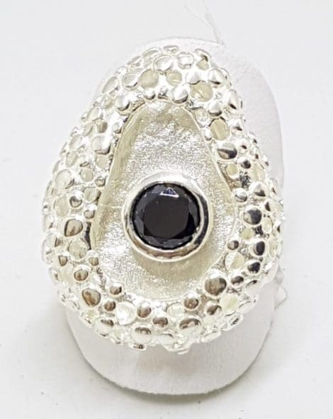 Sterling Silver Onyx Large Unusual Ring