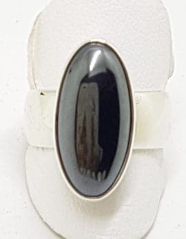 Sterling Silver Iron Ore / Hematite Large Oval Ring