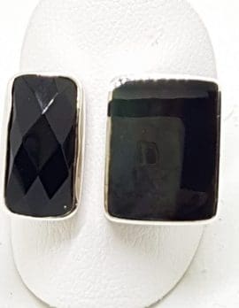 Sterling Silver Onyx and Paua Shell Open Design Ring