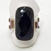 Sterling Silver Onyx Large Faceted Ring - With Copper Design on Side