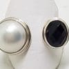 Sterling Silver Onyx with Pearl Ring