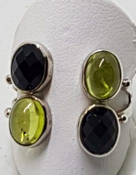 Sterling Silver Onyx and Peridot Ring