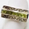 Sterling Silver Peridot High Filigree Ornate Design Ring