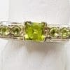 Sterling Silver Peridot - Square and Round - Bridge Set Ring