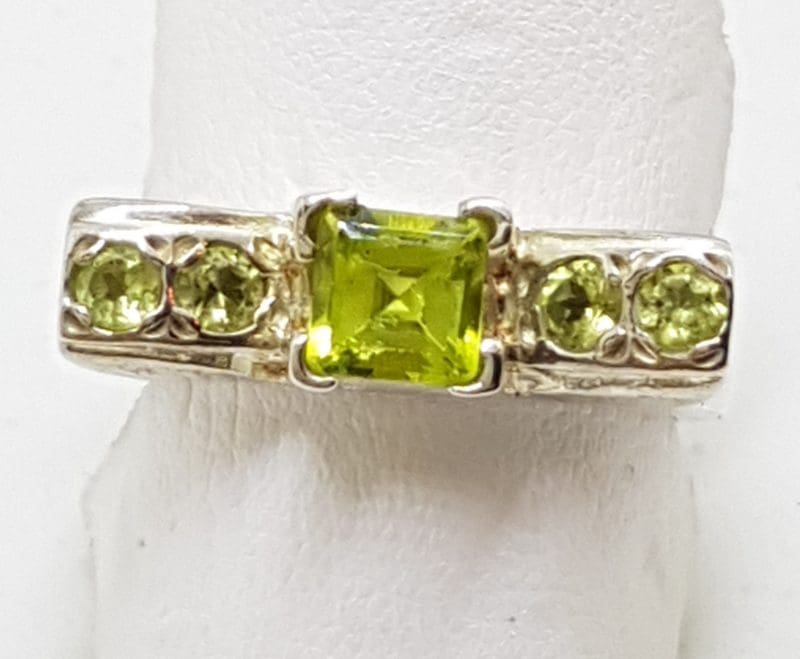 20200413_181334 Sterling Silver Peridot - Square and Round - Bridge Set Ring