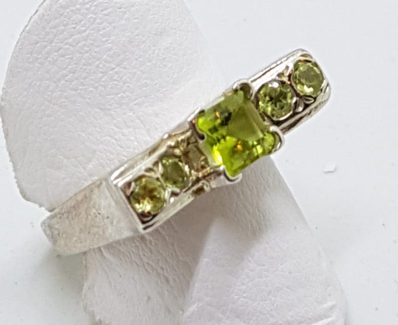 20200413_181348 Sterling Silver Peridot - Square and Round - Bridge Set Ring