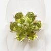 Sterling Silver Peridot Flower Cluster Ring