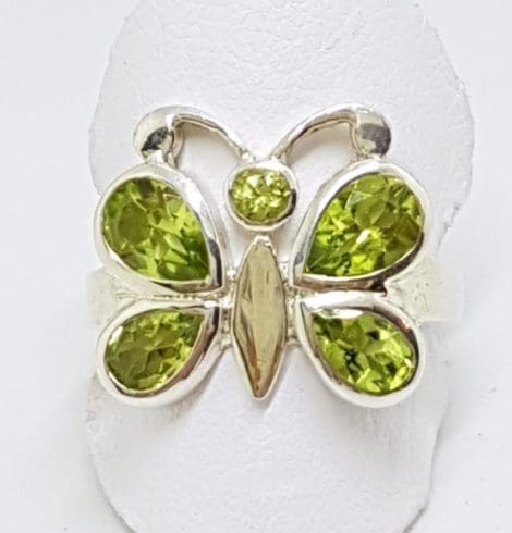 Sterling Silver Peridot Butterfly Ring