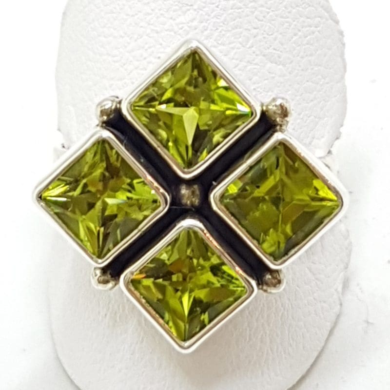 20200413_182123 Sterling Silver Peridot Large Square Cluster Ring