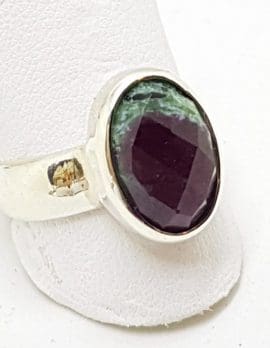 Sterling Silver Oval Ruby Zoisite Ring