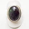 Sterling Silver Large Oval Ruby Zoisite Ring