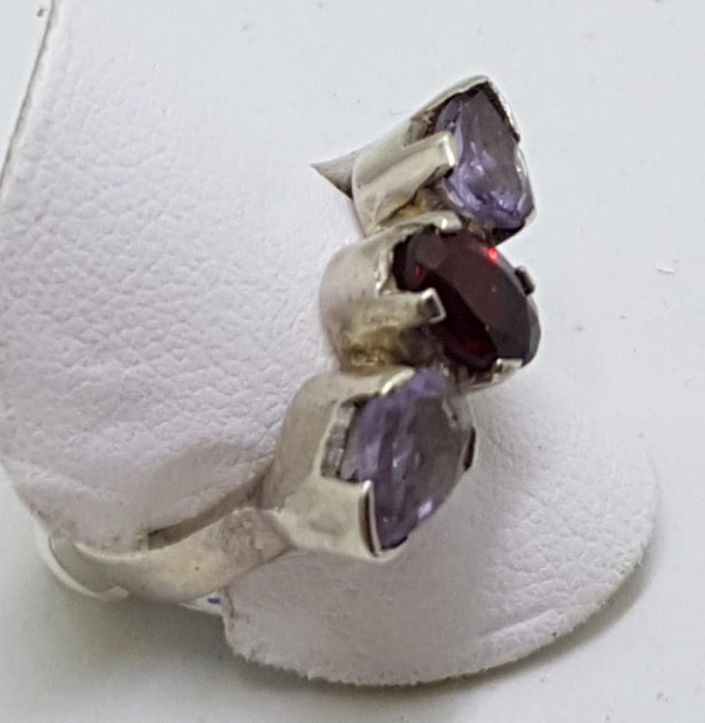 Sterling Silver Garnet and Amethyst Ring
