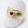 Sterling Silver Ruby Wide Ring - With Gold Plate